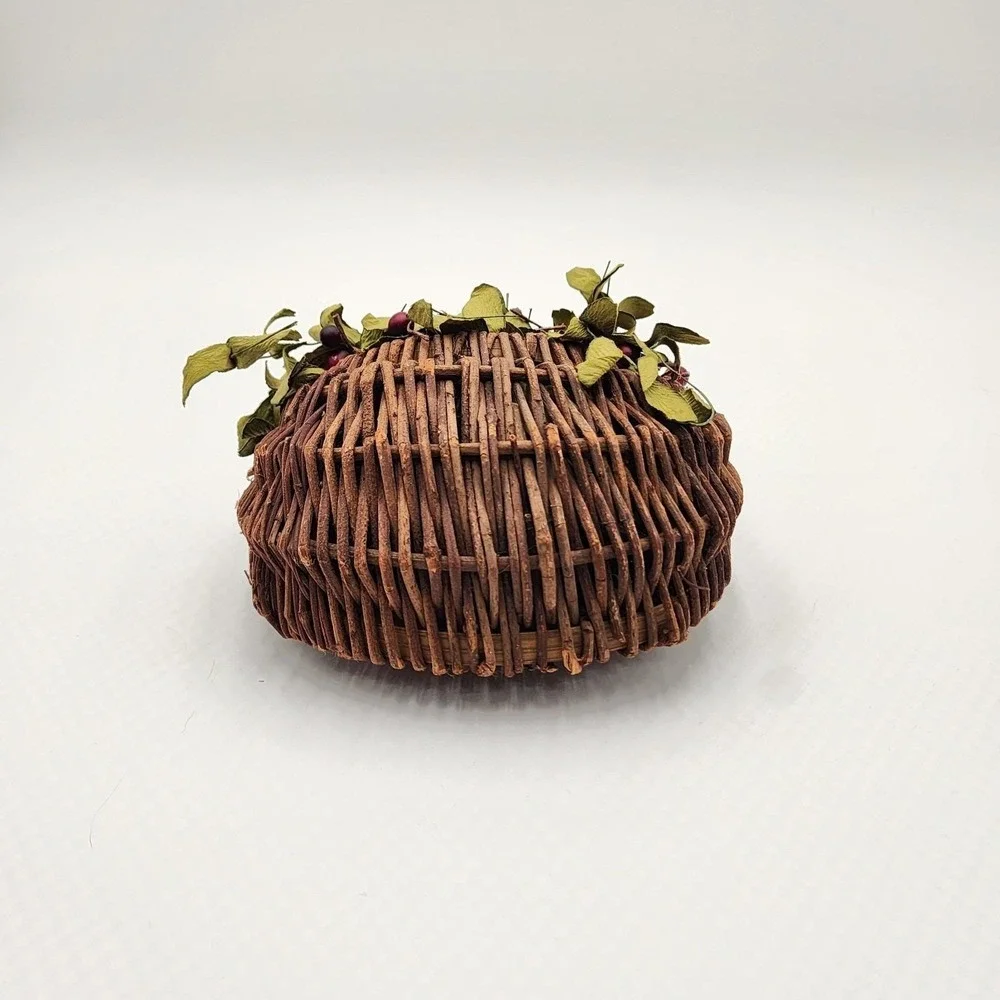 Vintage Wicker Wall Pocket Basket Rustic Hanging Planter Floral Decor 12 Inch